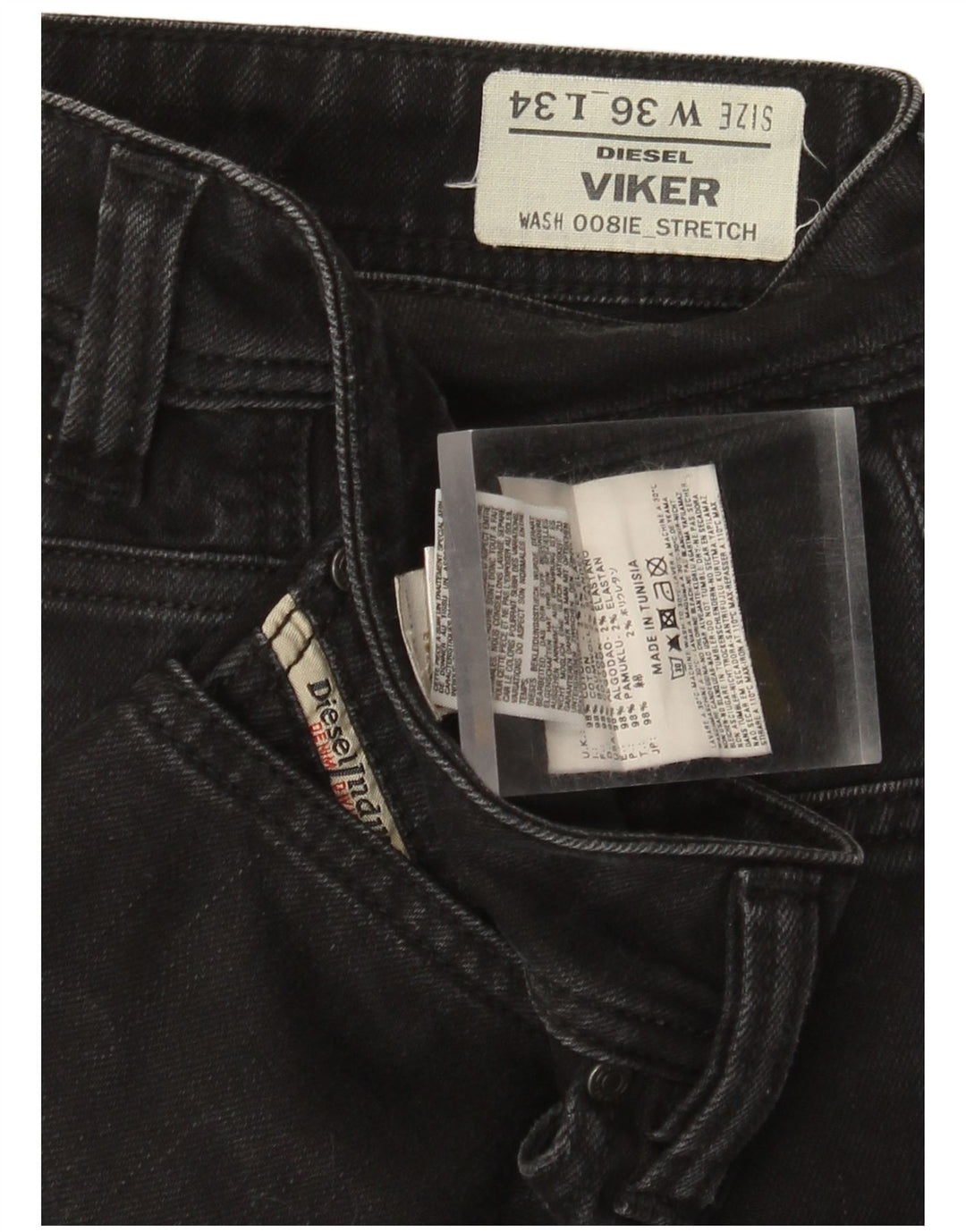 Мужские джинсы Diesel Viker Slim W36 L29, черный хлопок