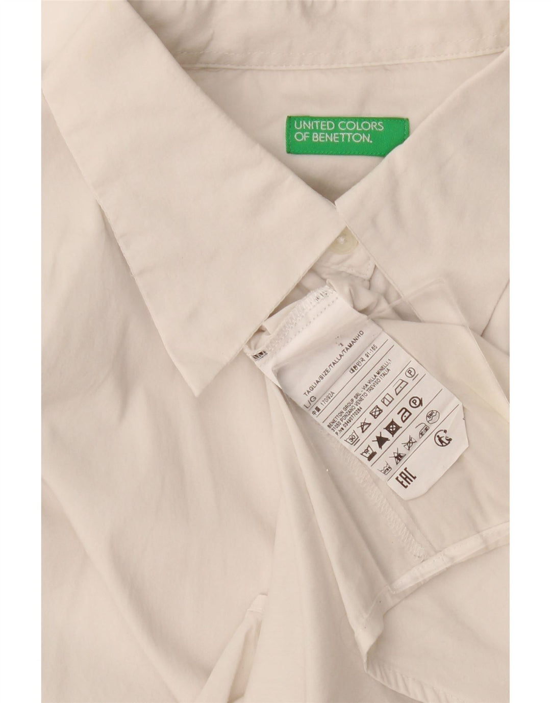 Женская рубашка Benetton UK 16, большая белая, хлопок