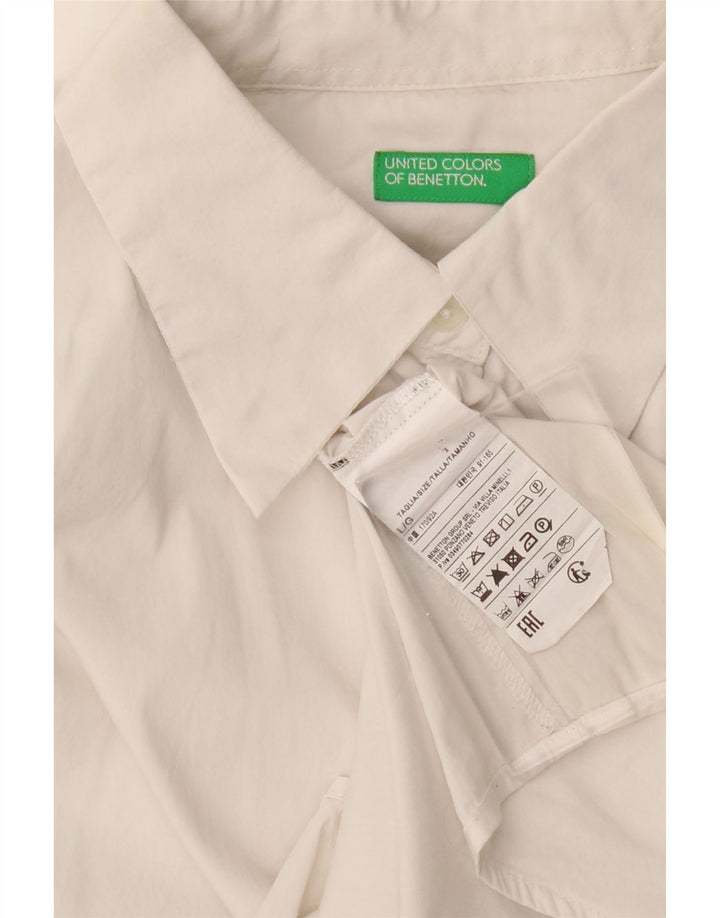 Женская рубашка Benetton UK 16, большая белая, хлопок