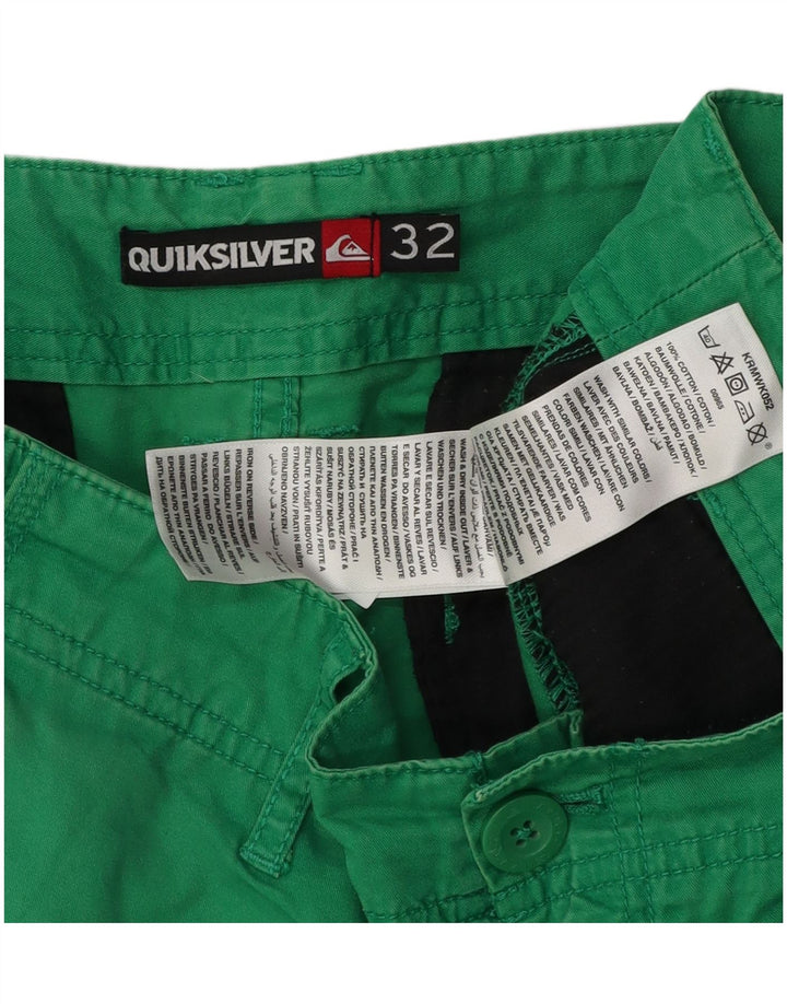 Мужские шорты чинос Quiksilver W32, хлопок среднего зеленого цвета