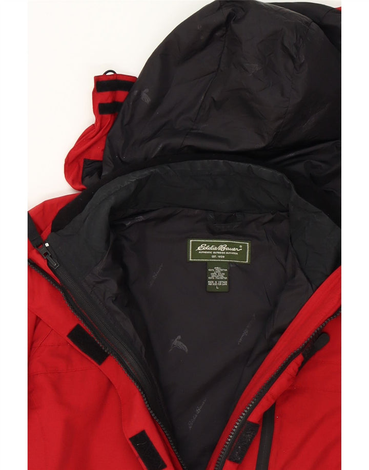 EDDIE BAUER Womens Hooded Windbreaker Jacket UK 16 Large Red Polyester Vintage Eddie Bauer and Second-Hand Eddie Bauer from Messina Hembry 