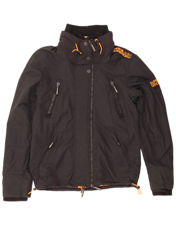 Женская ветровка Superdry UK 16, большая черная нейлоновая куртка
