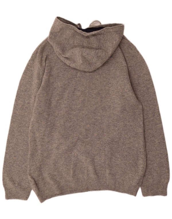 Crew Clothing Mens Hooded Jumper Sweater XL Grey Wool