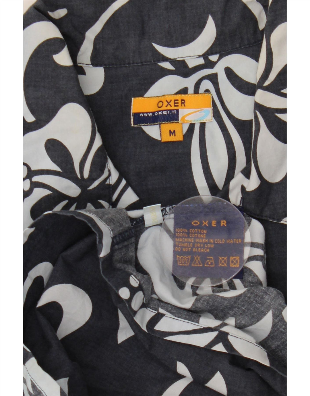 Мужская рубашка OXER с коротким рукавом, средний черный цветочный хлопок