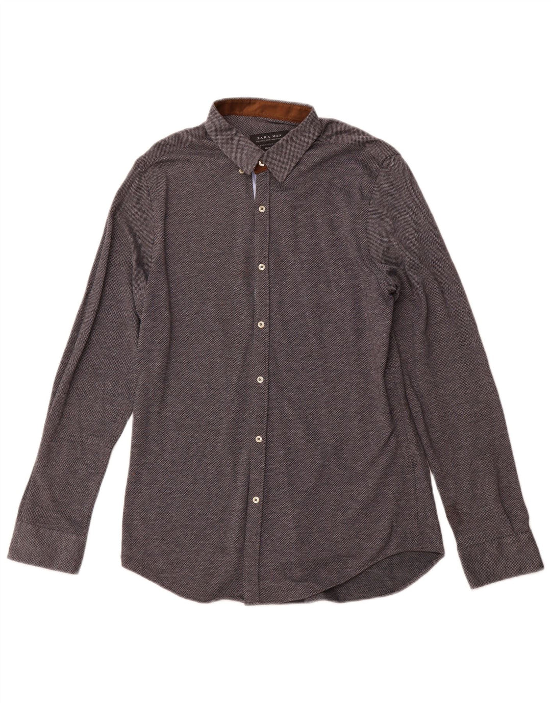 Мужская рубашка узкого кроя ZARA, большая, темно-синяя, в крапинку