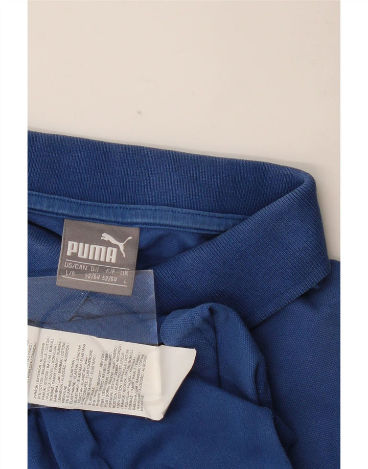 Мужская рубашка-поло с рисунком PUMA, большая синяя хлопковая
