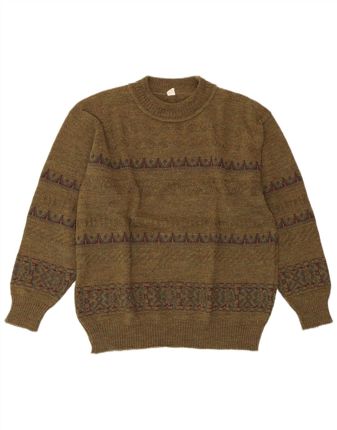 Женский джемпер с круглым вырезом VINTAGE IT 52 2XL Зеленый с геометрическим рисунком