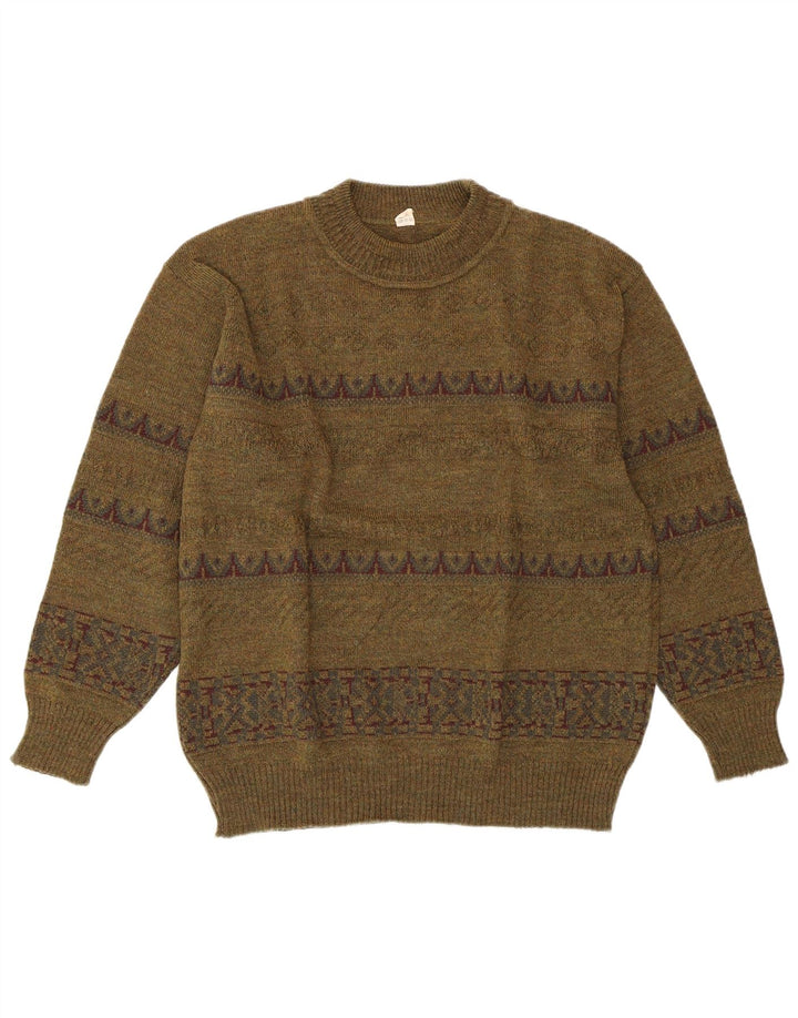 Женский джемпер с круглым вырезом VINTAGE IT 52 2XL Зеленый с геометрическим рисунком