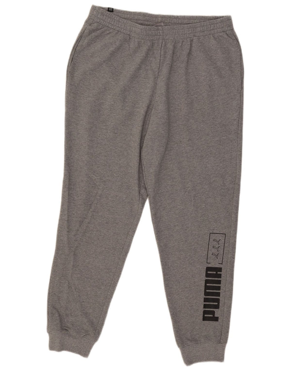 Мужские спортивные брюки с рисунком Puma, джоггеры, XL, серый хлопок с крапинками