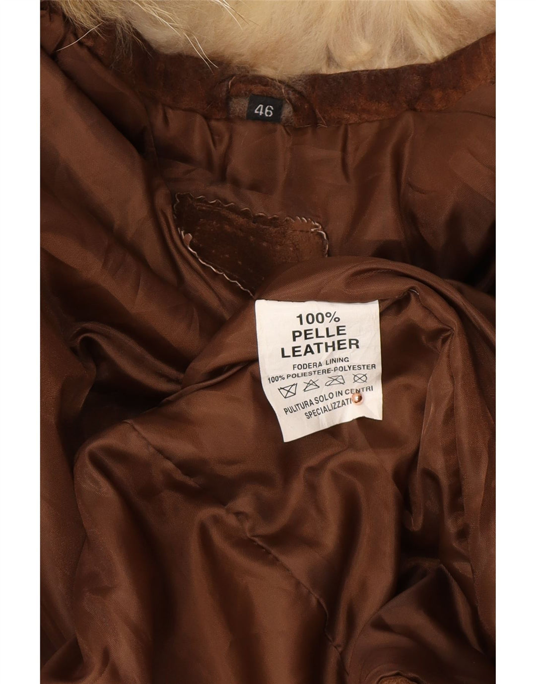 VINTAGE Женская открытая замшевая куртка IT 46, большая коричневая кожа