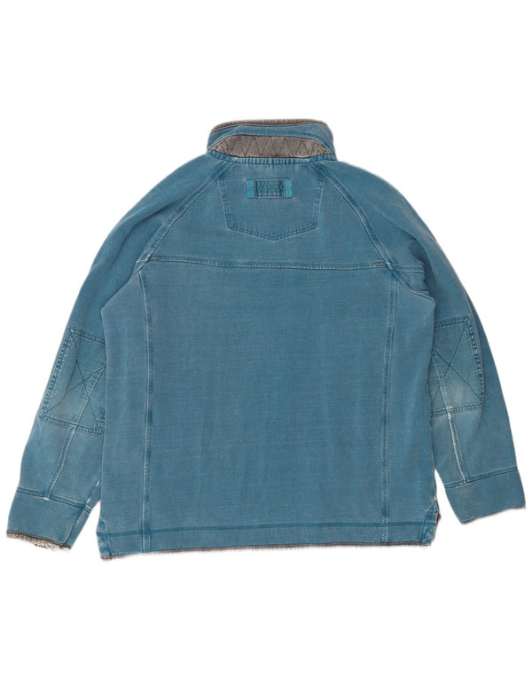 Мужской свитер FAT FACE с воротником на молнии, большой синий хлопковый джемпер