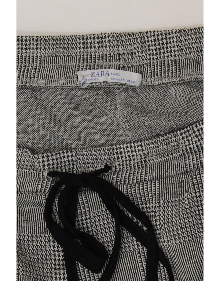 Женские укороченные спортивные брюки Zara UK 12, средний серый с узором «гусиные лапки»