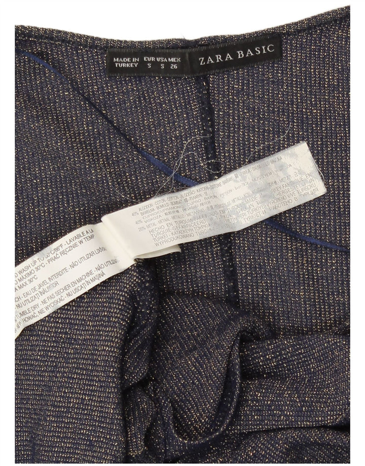 Женский укороченный топ с крыльями летучей мыши Zara UK 10, маленький темно-синий, купро, современный