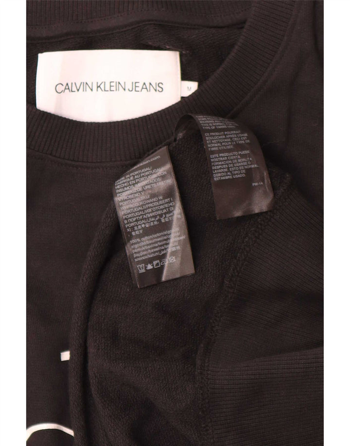 Мужской свитшот с рисунком Calvin Klein Jeans, джемпер среднего размера, черный, хлопок