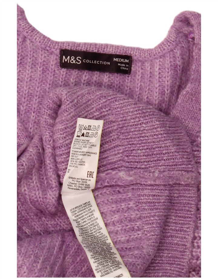 Женский свободный джемпер с v-образным вырезом Marks & Spencer UK 14, средний фиолетовый