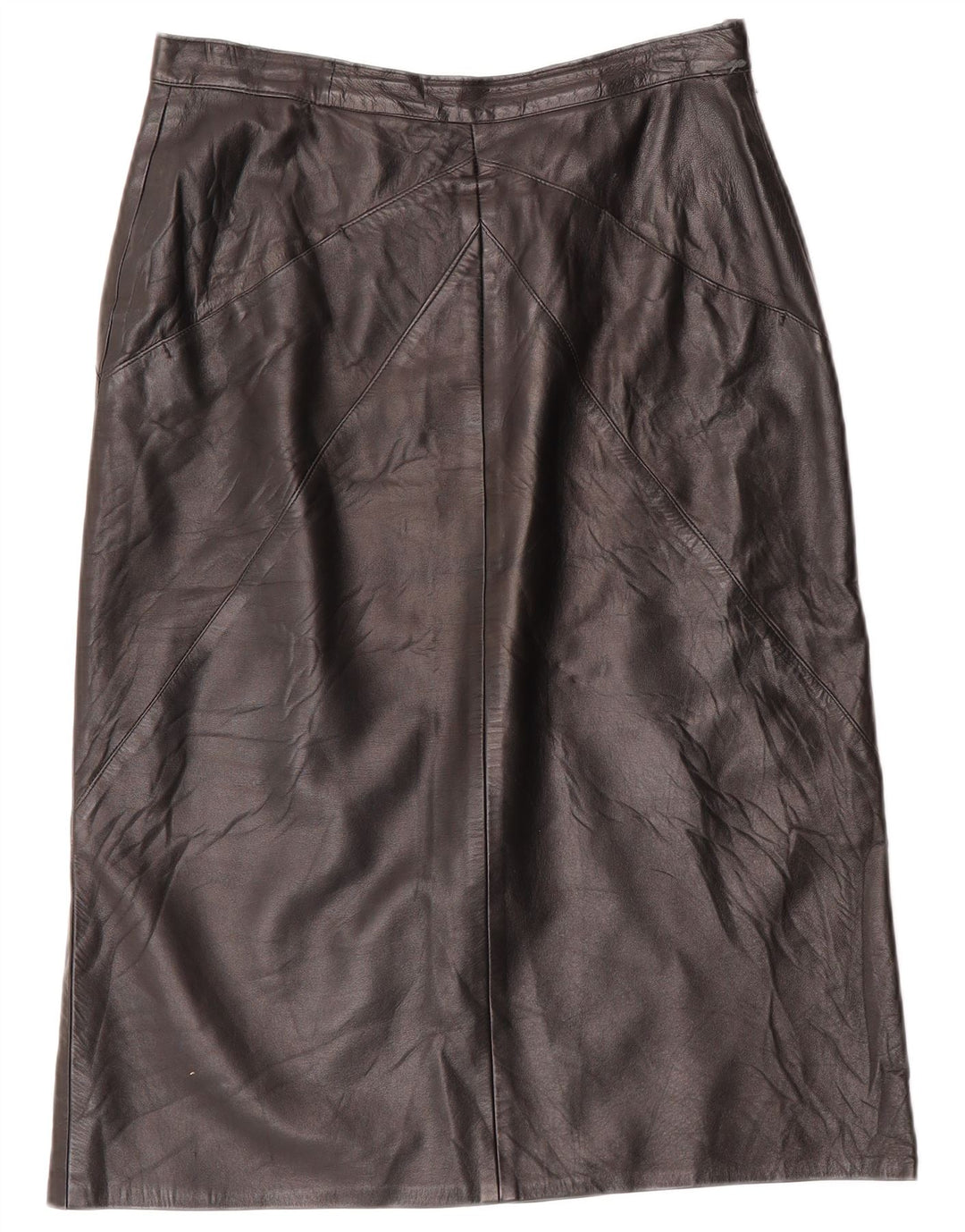 VINTAGE Womens Leather Skirt IT 44 Medium W30  Black