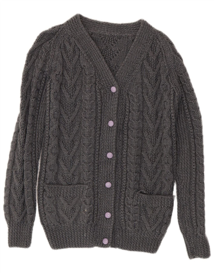 VINTAGE Womens Cardigan Sweater UK 10 Small Grey Vintage Vintage and Second-Hand Vintage from Messina Hembry 