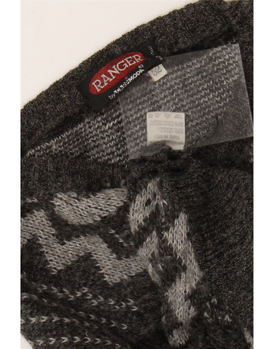 RANGER Женский джемпер с круглым вырезом IT 52 2XL Серый Argyle/Diamond Wool
