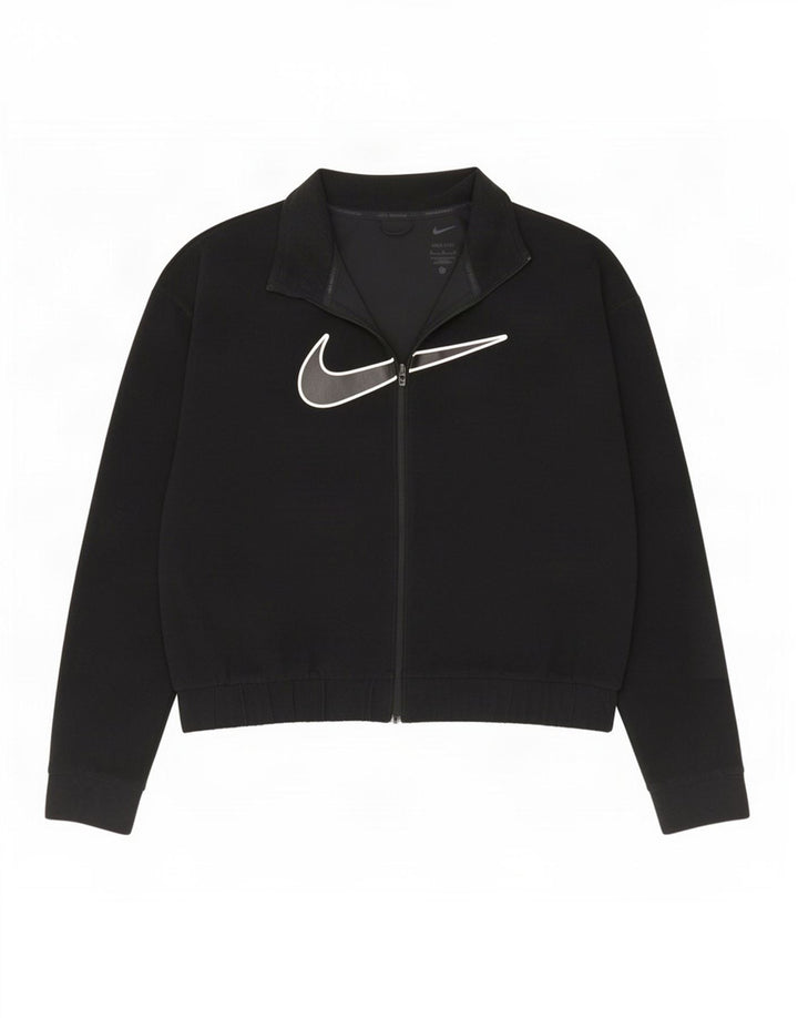Женская флисовая куртка Nike Dri Fit с графическим рисунком UK 14, средний черный полиэстер