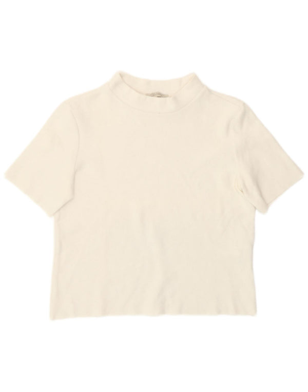 Zara Womens Crop T-Shirt Top UK 12 Medium White Cotton