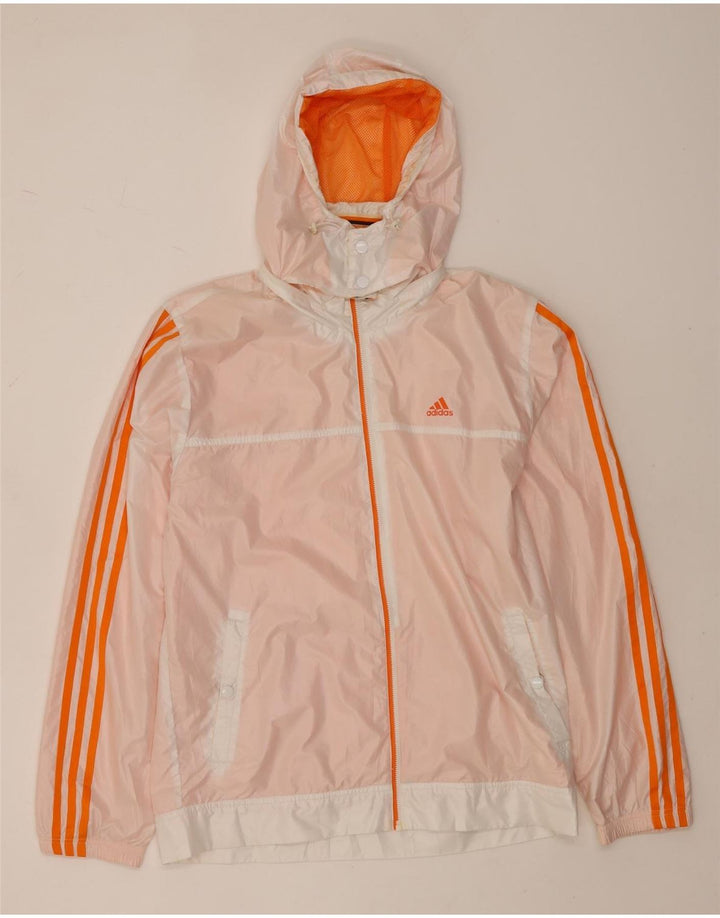 Мужская дождевик Adidas с графическим капюшоном UK 38, средний белый полиэстер