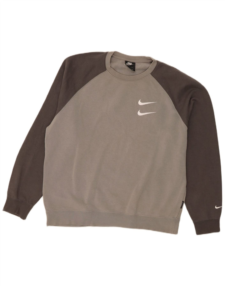 Мужской свитер с рисунком Nike, большой серый хлопковый джемпер