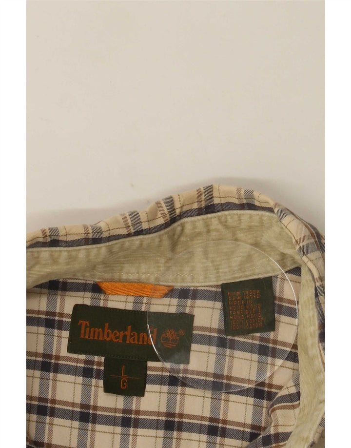 Мужская рубашка Timberland в крупную бежевую клетку, хлопок