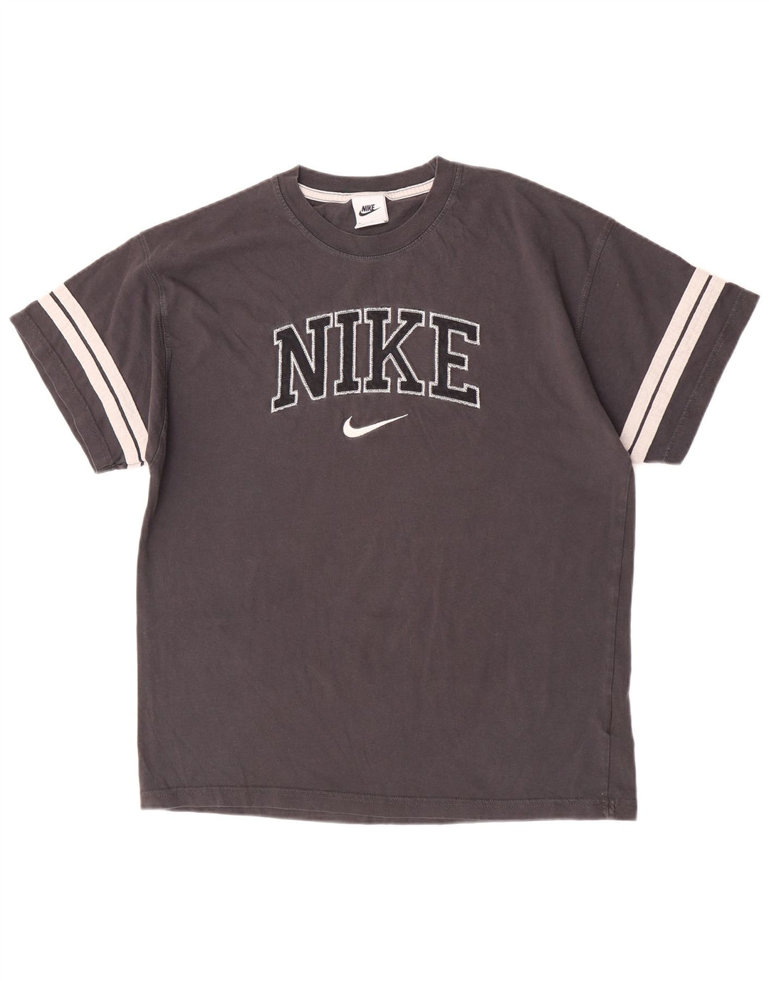 Мужская футболка с графическим рисунком Nike, хлопковый топ среднего серого цвета с цветными блоками