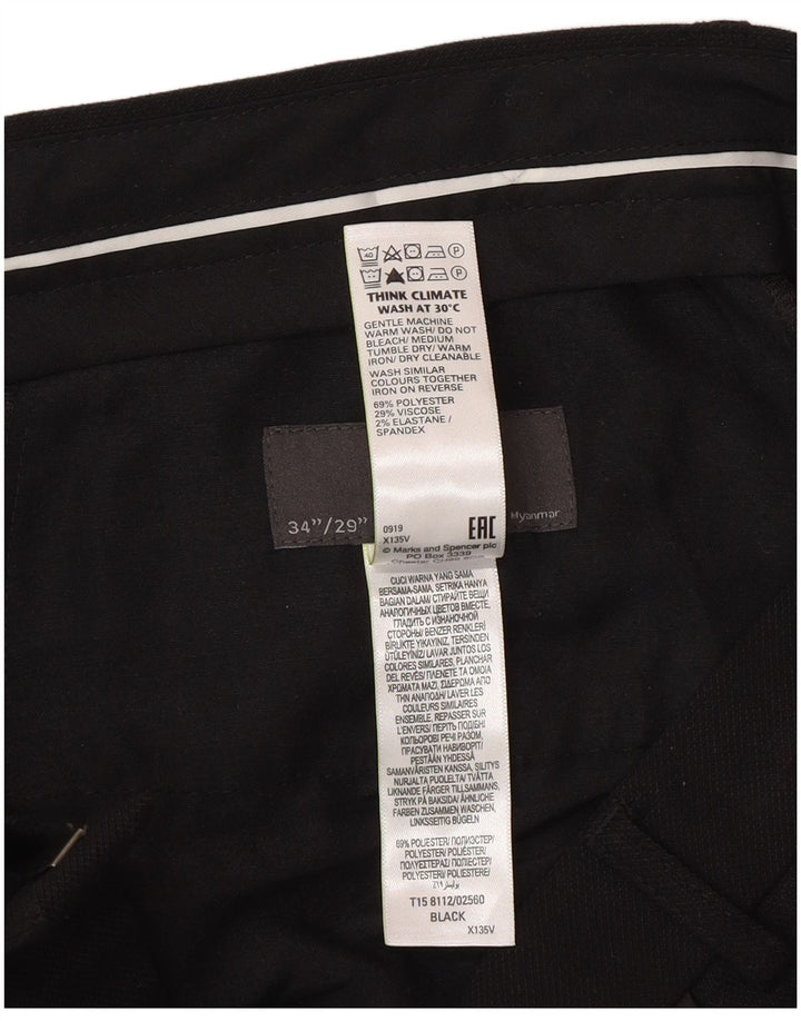 Мужские узкие брюки Marks & Spencer W34 L29, черный полиэстер