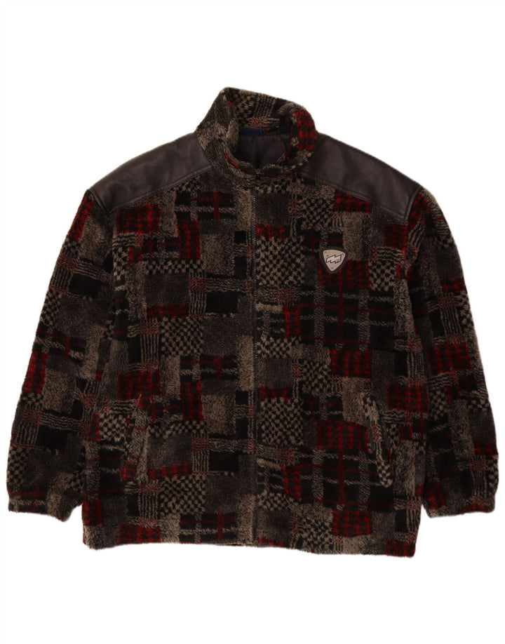 Мужская флисовая куртка VINTAGE UK 44 2XL серая в стиле пэчворк