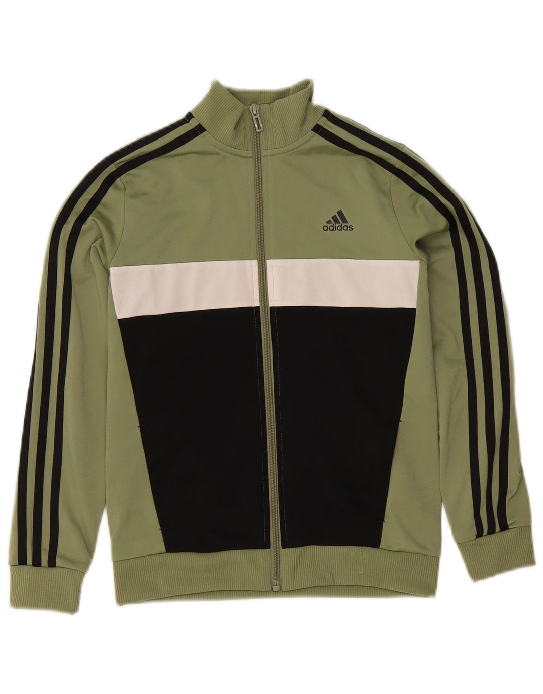 Спортивный костюм Adidas для мальчиков, верхняя куртка 9–10 лет, цвет хаки, полиэстер с цветными блоками