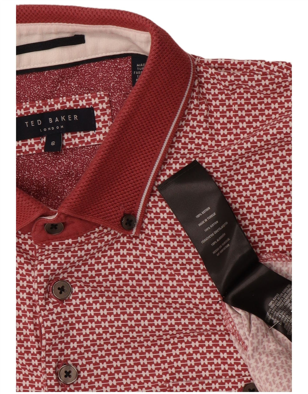 Мужская рубашка-поло с абстрактным узором Ted Baker, размер 6, 2XL, красный хлопок