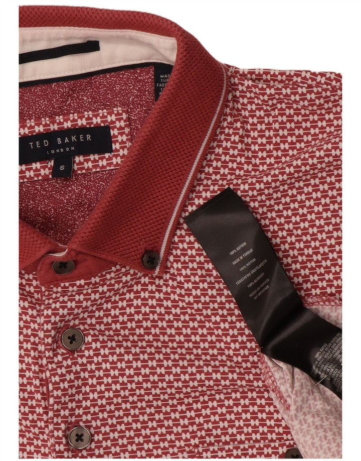 Мужская рубашка-поло с абстрактным узором Ted Baker, размер 6, 2XL, красный хлопок