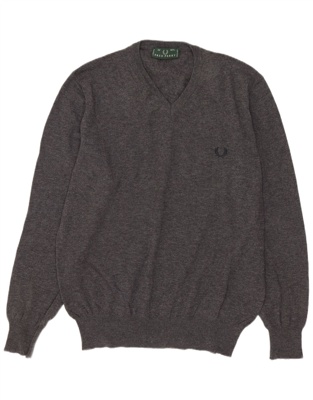 Мужской джемпер с v-образным вырезом Fred Perry, средний серый шерстяной свитер