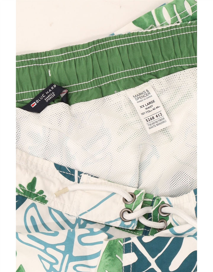 Мужские шорты для плавания Marks & Spencer Blue Harbour 2XL, белые с цветочным принтом