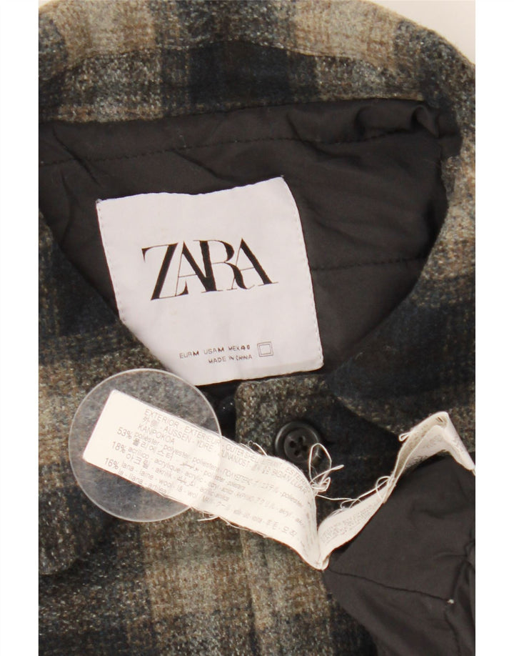 Мужская фланелевая рубашка Zara Lumberjack, средний черный полиэстер в клетку