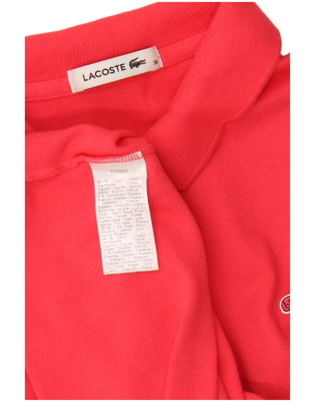 Женская рубашка поло Lacoste, размер 38, средний красный хлопок, размер 38