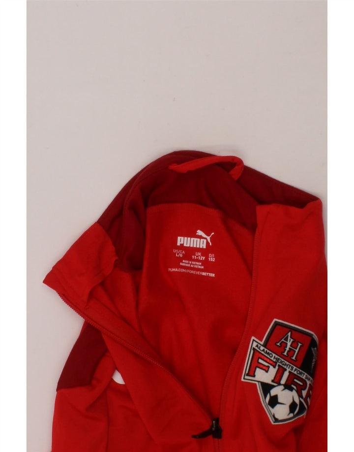 PUMA Boys Graphic Tracksuit Top Jacket 11-12 Years Red Colourblock Vintage Puma and Second-Hand Puma from Messina Hembry 