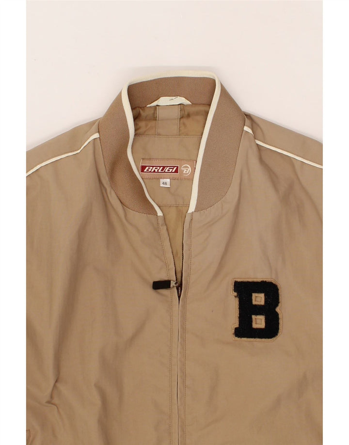 BRUGI Mens Bomber Jacket IT 48 Medium Beige Nylon Vintage Brugi and Second-Hand Brugi from Messina Hembry 