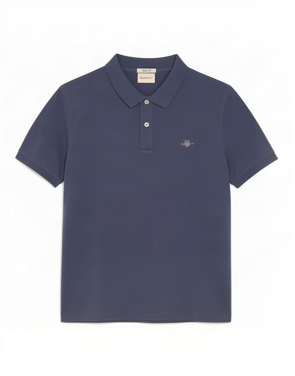 Gant Mens Regular Fit Polo Shirt Large Navy Blue Cotton