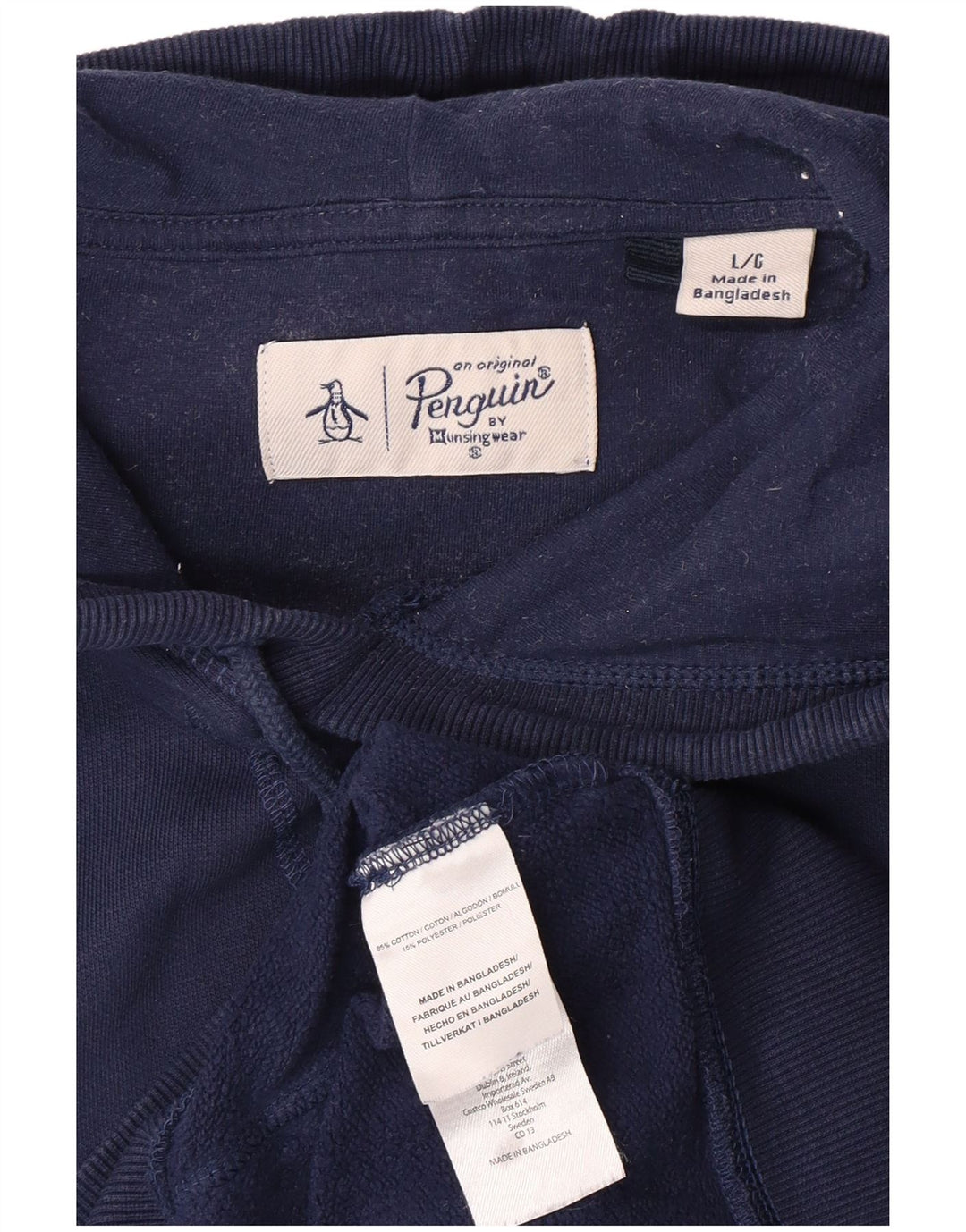 Мужской джемпер с капюшоном PENGUIN, большой размер, темно-синий, хлопок