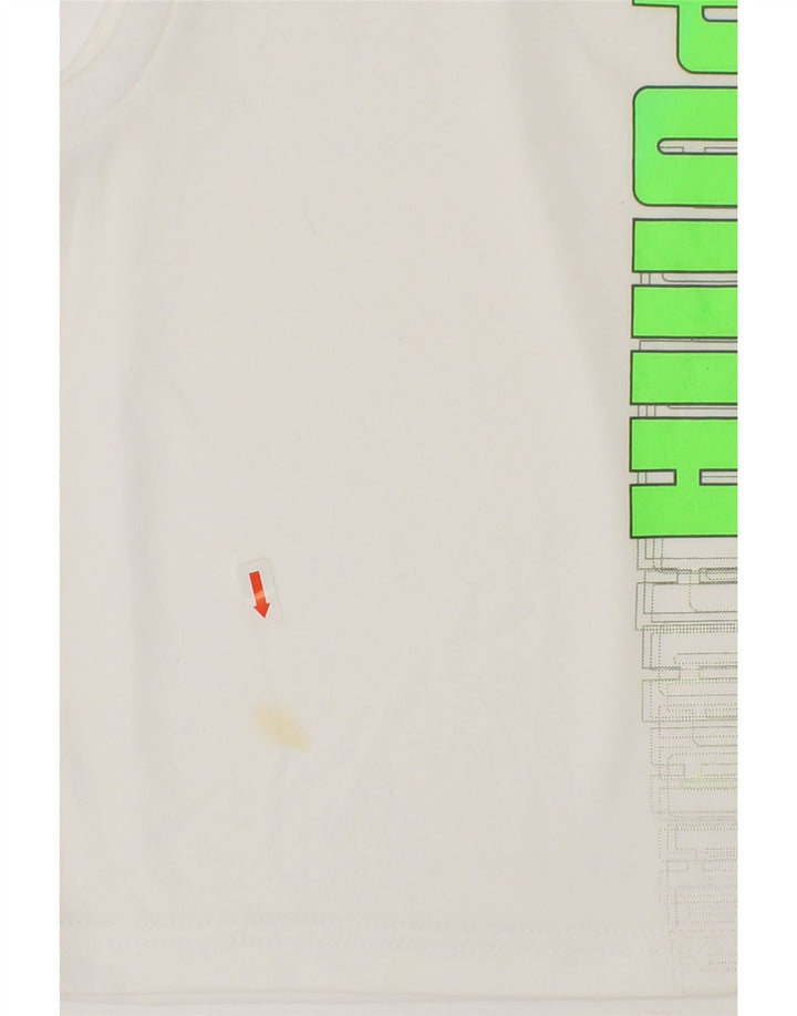 PUMA Boys Graphic Vest Top 2-3 Years White Polyester Vintage Puma and Second-Hand Puma from Messina Hembry 