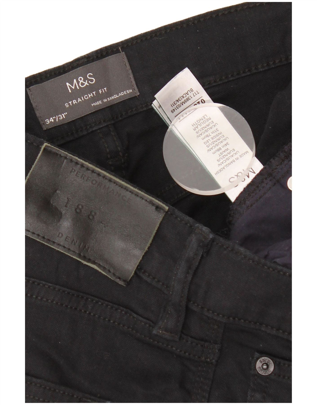 Мужские прямые джинсы MARKS & SPENCER W34 L31, черный хлопок