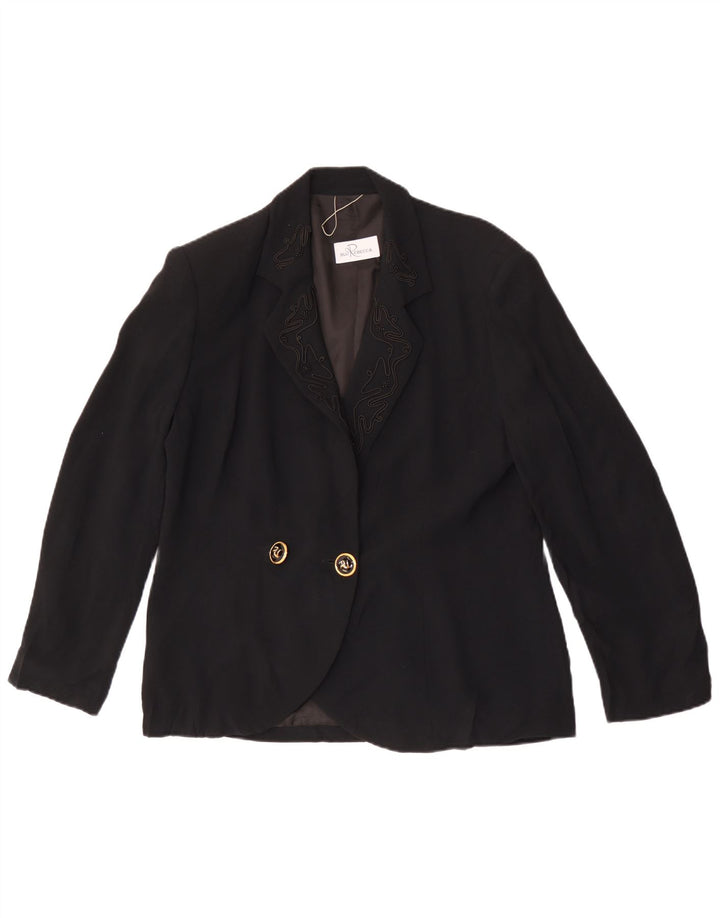 Vintage Womens Double Breasted Blazer Jacket UK 16 Large Black
