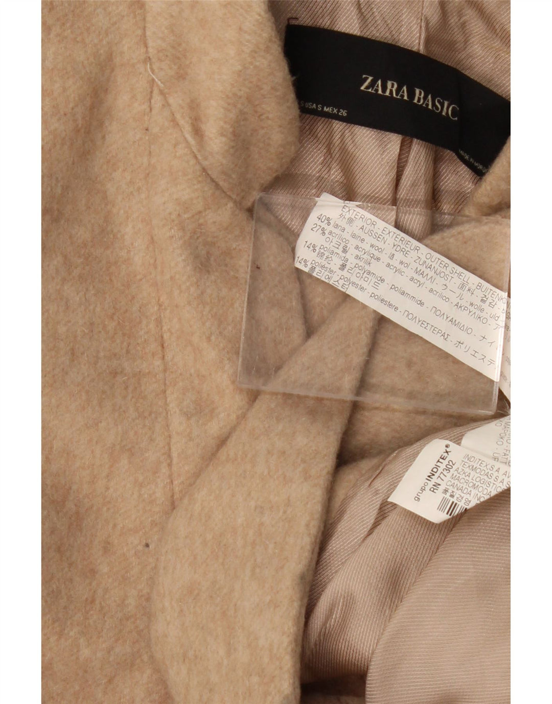 Женское пальто Zara UK 10, маленькое, бежевое, шерстяное