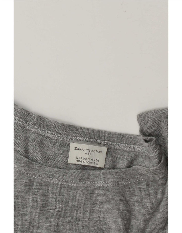Женский укороченный топ Zara с длинным рукавом UK 10, маленький серый в крапинку
