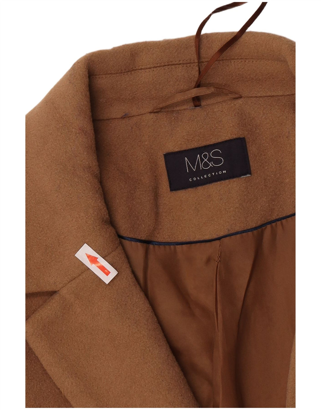 Женское пальто Marks & Spencer UK 20 2XL Коричневое шерстяное