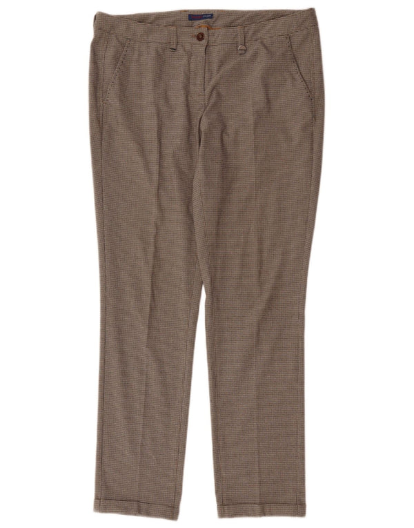Trussardi Женские прямые костюмные брюки IT 44 Medium W34 L30 Коричневые в клетку