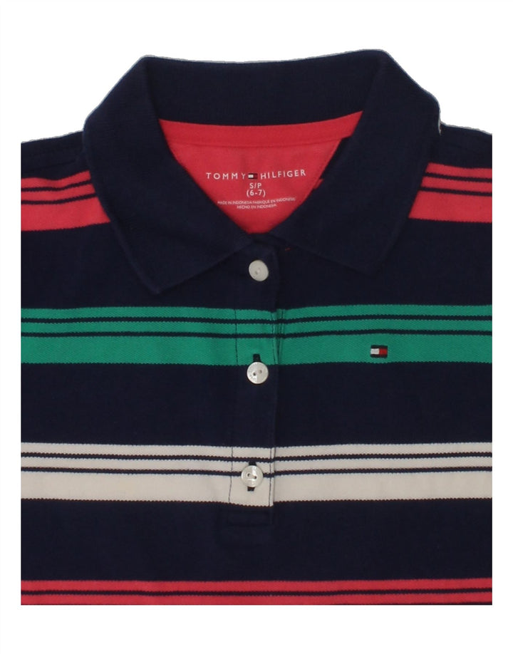 TOMMY HILFIGER Girls Polo Shirt 6-7 Years Small Multicoloured Striped | Vintage Tommy Hilfiger | Thrift | Second-Hand Tommy Hilfiger | Used Clothing | Messina Hembry 