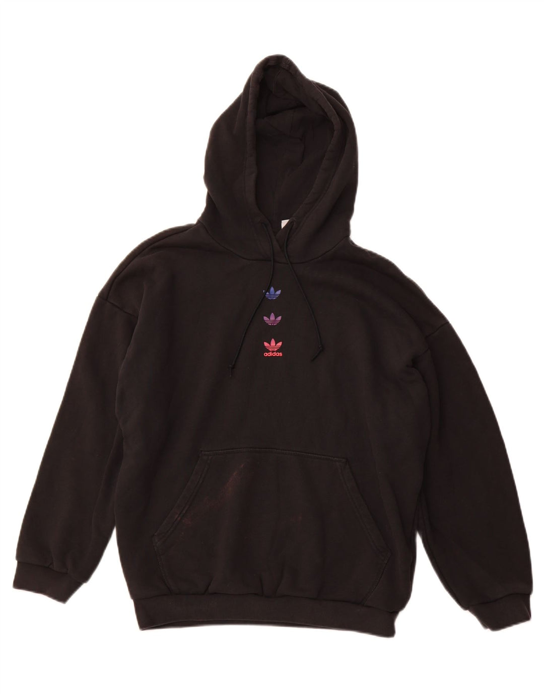 Женский джемпер с капюшоном свободного кроя ADIDAS UK 14, большой черный хлопок